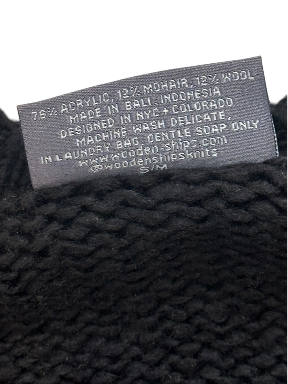 Wooden Ships Martini Times Chunky Knit Crewneck Sweater Black Women S/M $145 - Picture 5 of 5